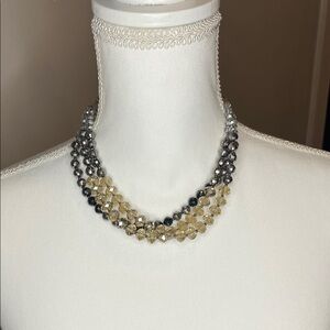 White House Black Market Silver and Gold Multi-Strand Necklace